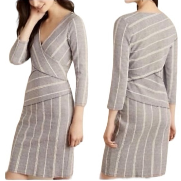 NWOT Anthropologie Maeve Amelia Column Stripe Dress Size Medium Sheath Career - Picture 1 of 10